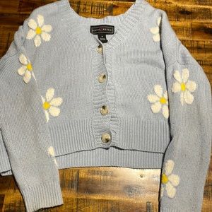 SKY BLUE FLORAL CARDIGAN